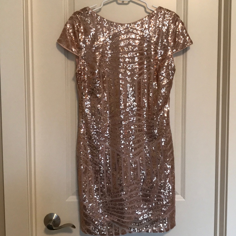 Rose Gold Sequin Cocktail Dress